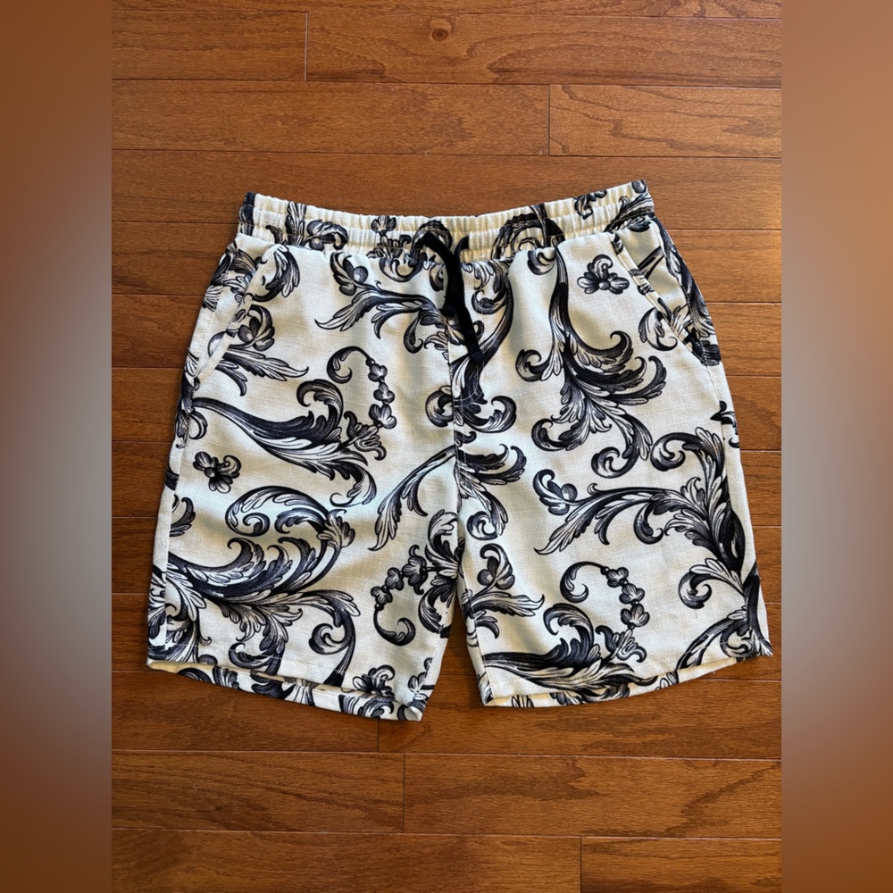 Malibu Black and White Baroque Men's Athletic Shorts